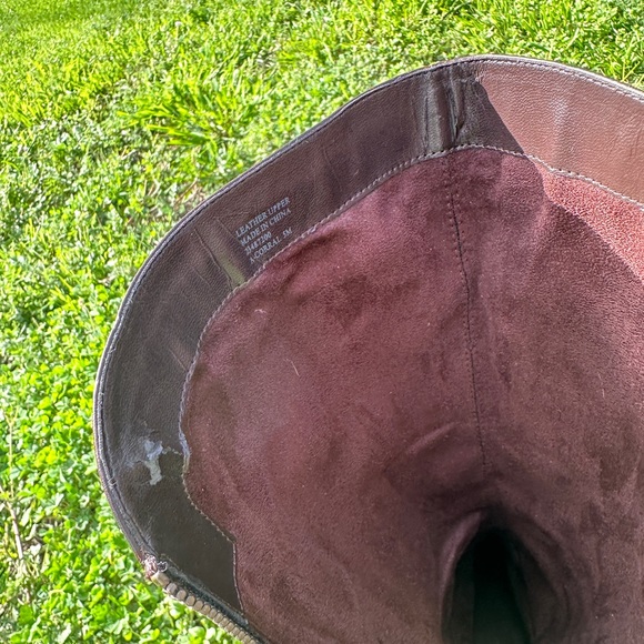 Franco Sarto Brown Leather Block Heel Knee High Boots : The Artist Collection - Picture 3 of 6